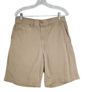 Polo Ralph Lauren Khaki Brown Flap Pockets 9" Inseam Chino Shorts Flat Front
